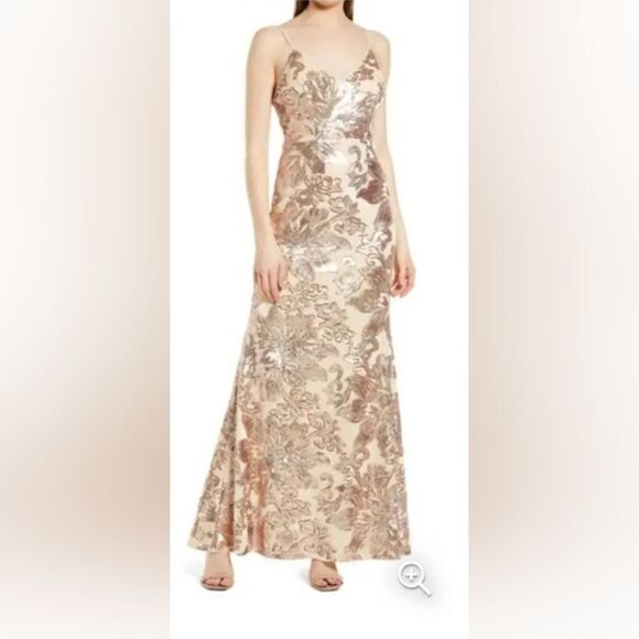 Lulus Love to You Blush Sequin Maxi Dress NWT size large - Picture 1 of 4